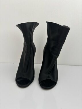 Giuseppe Zanotti Black Peep-Toe Mid-Calf Stretch Boots
